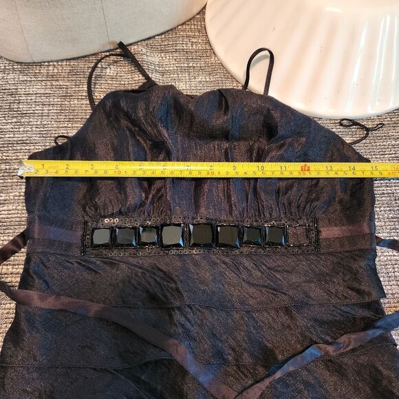 Cache Party Formal Dress Shimmering Ruffled Black size 2 LBD - Picture 12 of 14